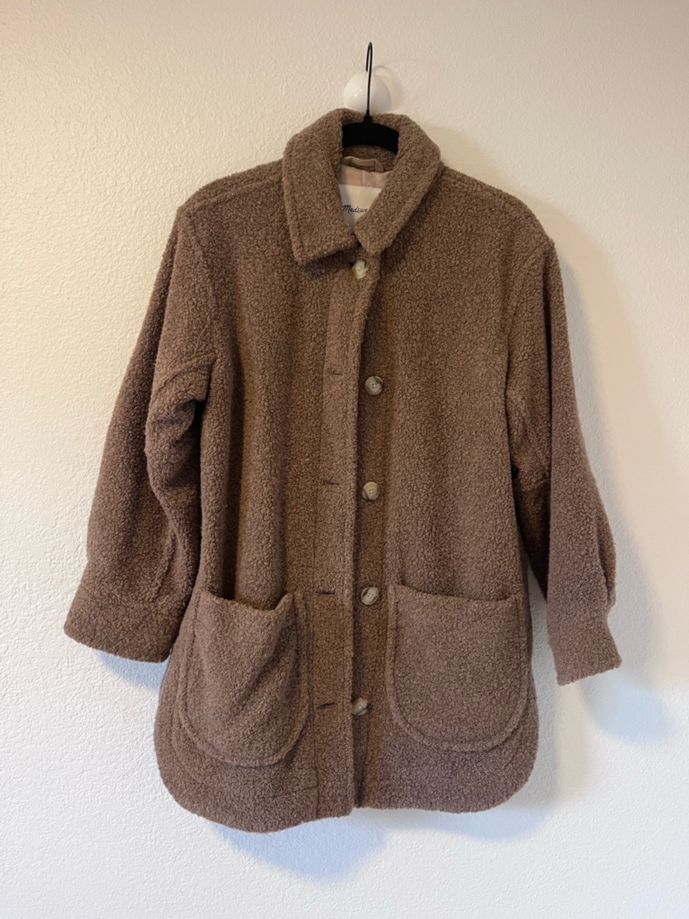 Madewell Brown Teddy Button-Up Coat
